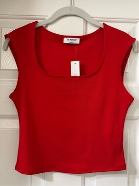 The Workshop Red Scoop Neck Top - Size L *NWT